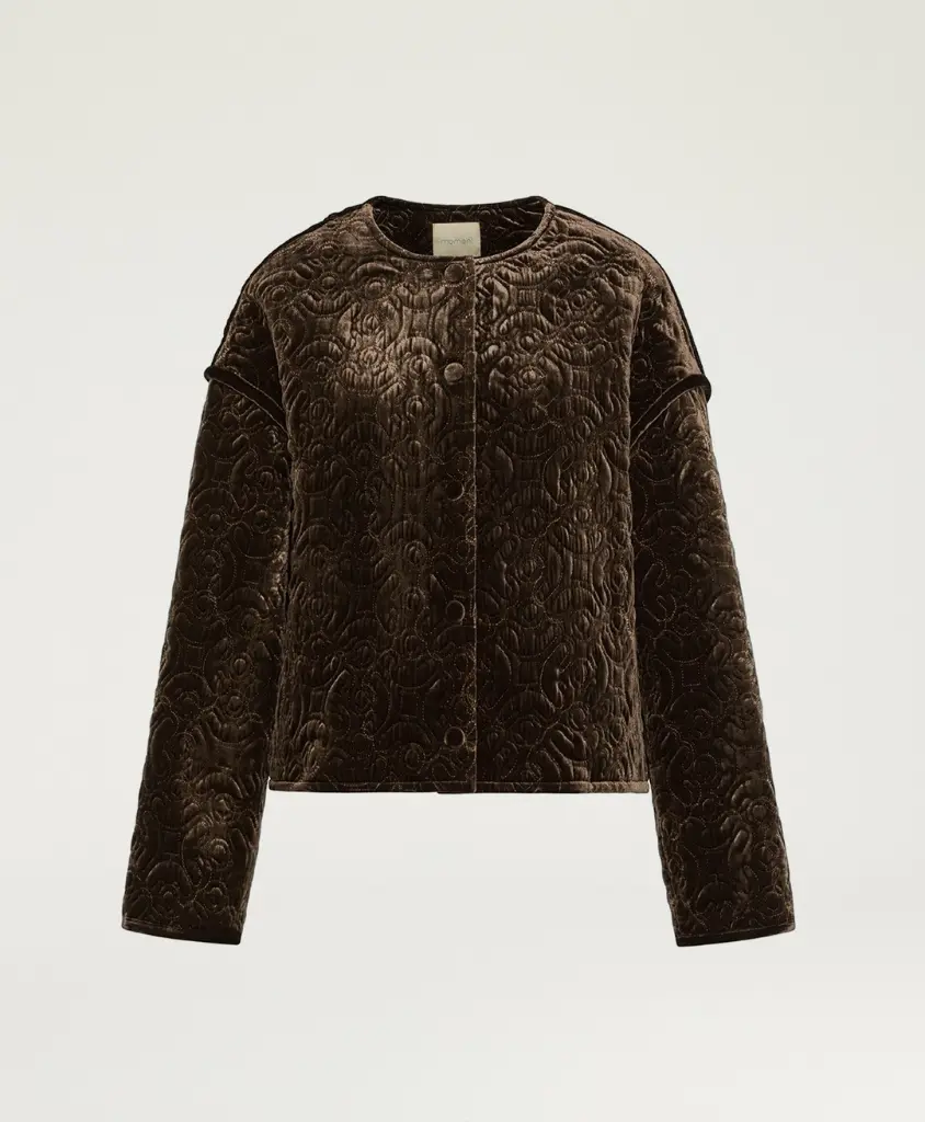 MOMONI Manteau Veste Cranberry Velours Matelassé Marron Glacé