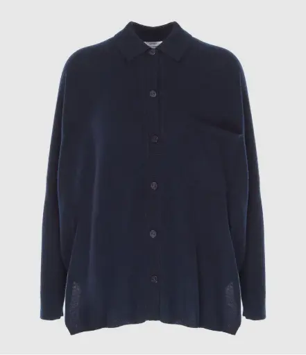 [AW25] NOTSHY Pull Poncho Col Chemise Cachemire Andrea Marine