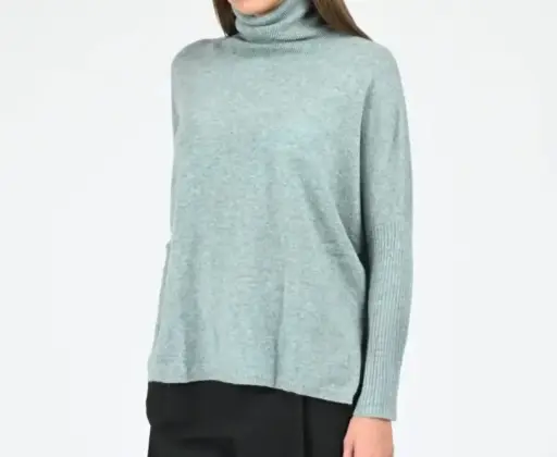 [AW25] NOTSHY Pull Poncho Col Roulé Cachemire Margareth Aquamarine