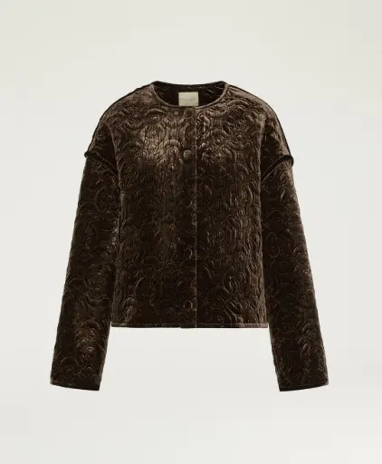 [AW25] MOMONI Manteau Veste Cranberry Velours Matelassé Marron Glacé