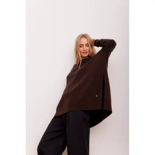 [AW25] BETA Pull Berta Oversize O-Neck Cachemire Coffee Brown