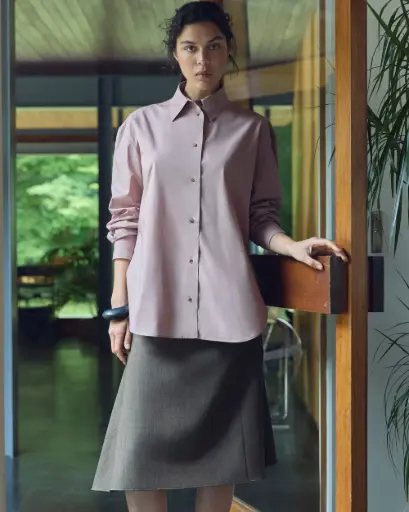 [AW25] SOEUR - Grenade Chemise Overize en Popeline de Coton Bois de Rose