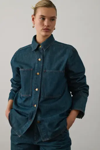 [AW25] SOEUR - Garance Chemise Denim Bleu/Vert