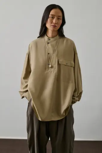 [AW25] SOEUR - Glasgow Chemise en Soie Lavée Beige