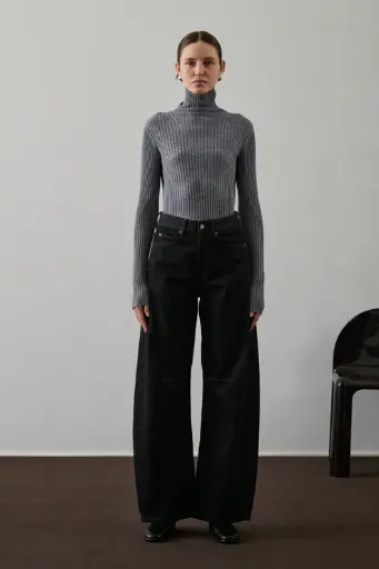 [AW25] SOEUR - Filao Pull Col Roulé Gris Chiné