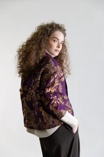 [AW25] PSOPHIA Veste Spencer Brocart Berry