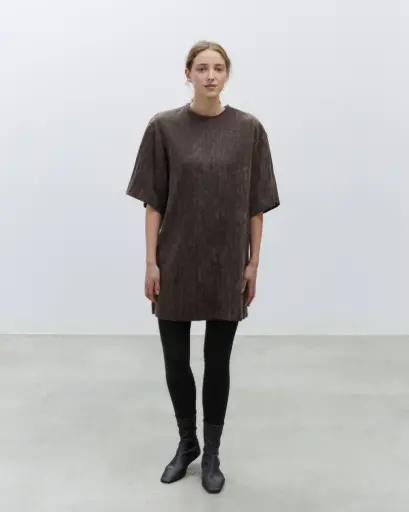 [AW25] ALYSI Mini Robe en Velours Froissé - Fume